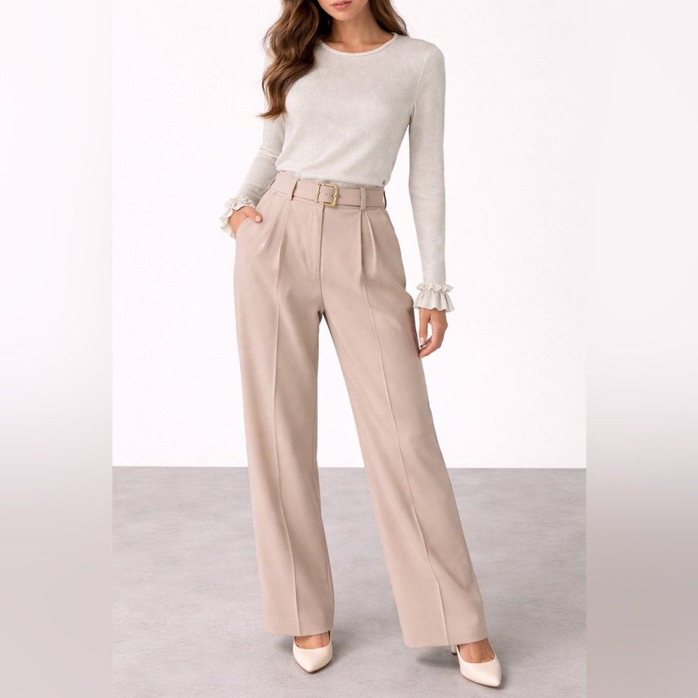 J. McLaughlin Metallic‎ Gold Shimmer Blouse Ruffle Cuff Stretch Top - XS